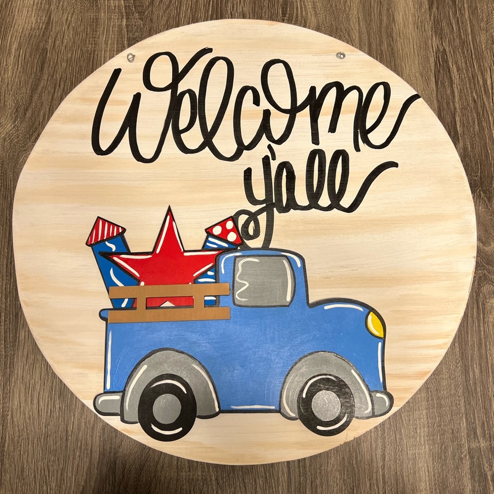 Interchangeable Wooden ‘Welcome Ya’ll’ Door/Wall Sign with Attachments
